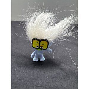 Vintage 1986 Russ Berrie Blue Glitter Troll Doll With White Hair & Glasses 2" Co